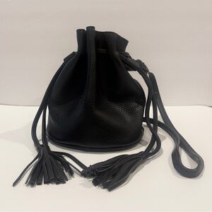 Elegant Black Leather Mini Bucket Bag